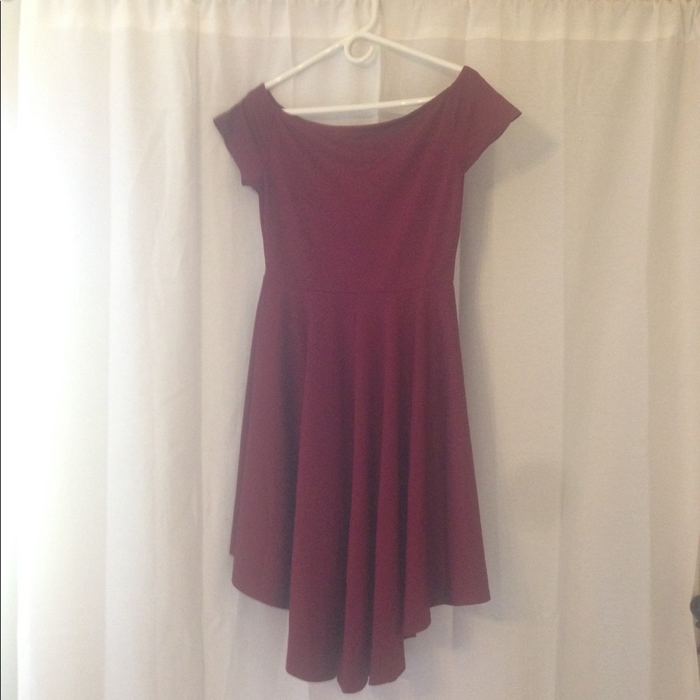 Burgundy high-low dress
